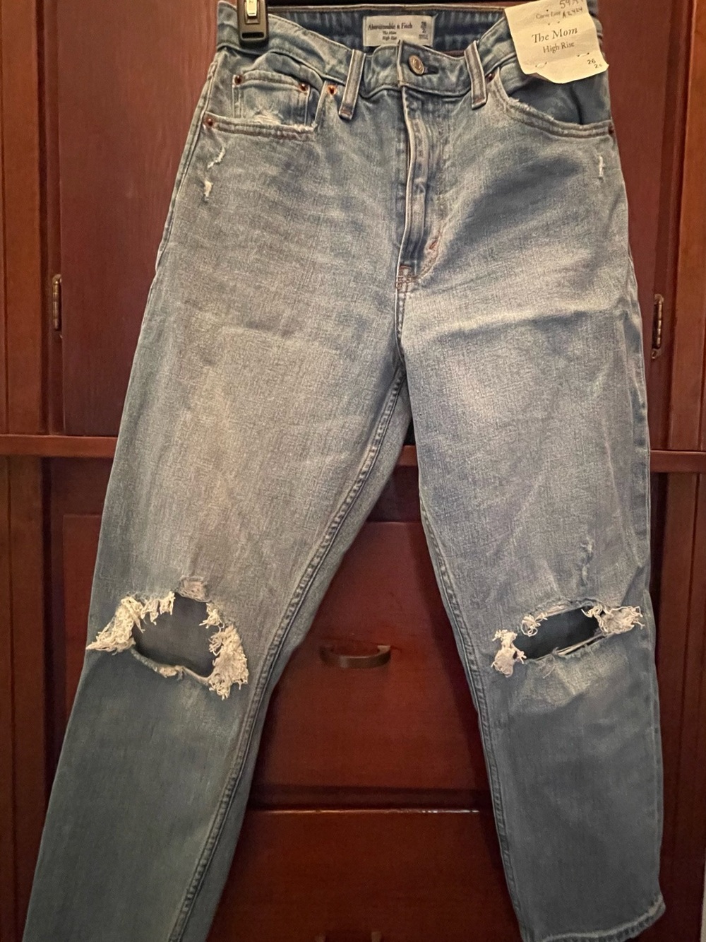 Abercrombie & Fitch Light Wash Distressed Relaxed Jeans